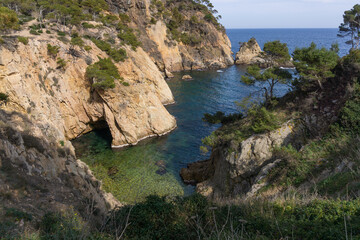 View of the cove FORADADA in COSTA BRAVA from the top of the mountain