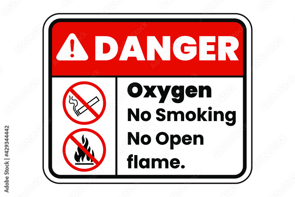 Poster danger sign: oxygen. no smoking. no open flames. eps10 vector illustration.