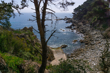 View of a rocky cove from CAMI DE RONDA in COSTA BRAVA
