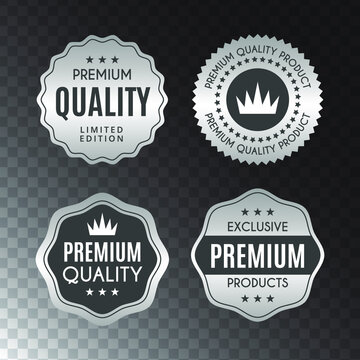 Set Silver labels and badges of seal quality stock vector. Eps 10 vector illustration.