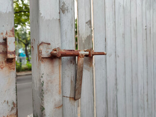 Opened old lock on the iron fence