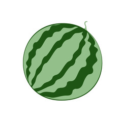 An outline jpeg illustration of a watermelon isolated on white background. Designed in green colors for prints, wraps, wallpapers, templates for kids and adults.