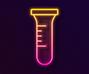 Glowing neon line Test tube and flask chemical laboratory test icon isolated on black background. Laboratory glassware sign. Vector