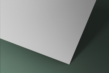 Customizable 3D Rendering white paper business card mockup green background design template