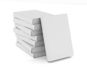 pile books on white background. Isolated 3D illustration