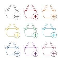 Shopping basket icon isolated on white background color set