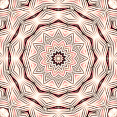 Seamless abstract pattern. Creamy, soft pink, white and brown mandala.