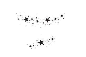 Stars on a white background. Black star shooting with an elegant star.Meteoroid, comet, asteroid, stars.