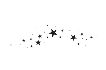 Stars on a white background. Black star shooting with an elegant star.Meteoroid, comet, asteroid, stars.