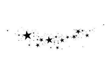 Stars on a white background. Black star shooting with an elegant star.Meteoroid, comet, asteroid, stars.
