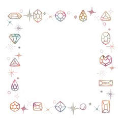 美しい手描きの宝石の正方形フレーム