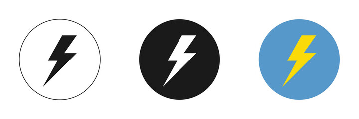 Set of electrical lightning logo designs. Thunder icons. Modern flat style.
