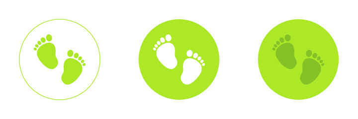 Green symbol footprints button icon design, vector illustration set