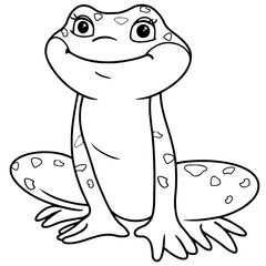 Close-up of a frog on a white background. Contour drawing, vector graphics.