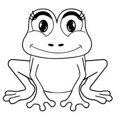 Close-up of a frog on a white background. Contour drawing, vector graphics.