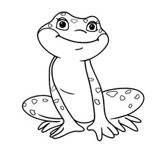 Close-up of a frog on a white background. Contour drawing, vector graphics.