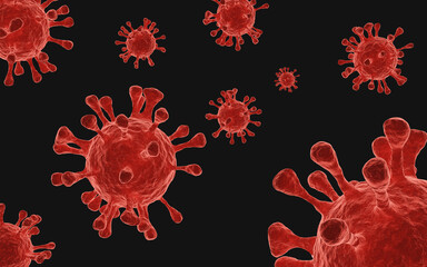 3D rendering illustration of Covid-19 corona virus on black background