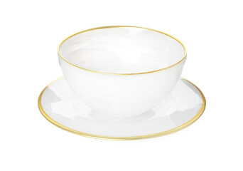 Clean bowl and plate on white background