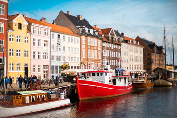 Colorful traditional houses in Copenhagen old town.