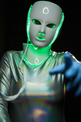 Portrait of futuristic robot. Concept of future technology.