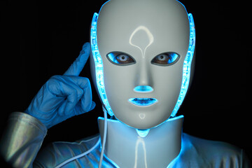 Portrait of futuristic robot. Concept of future technology.