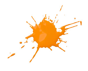 Orange paint splashes on white background, top view