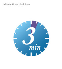3 minutes timer clock vector icon