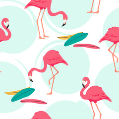 Tropical seamless flamingo pattern