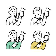 スマホを指差す人イラスト素材
