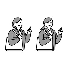 バッグを持って指差しする人イラスト素材