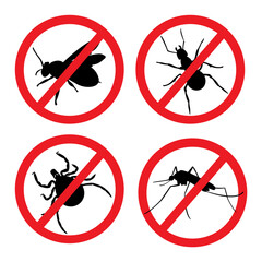 Vector illustration insect prohibition sign.