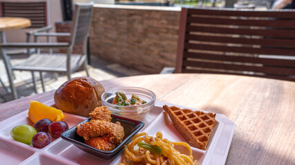 Eat buffet on the terrace