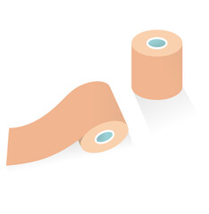 イラスト素材: キネシオテープ　テーピング　マスキングテープ　カゲあり　ベージュ色の複数セット