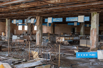 Abandoned store in the exclusion zone of the Chernlbyl nuclear power plant