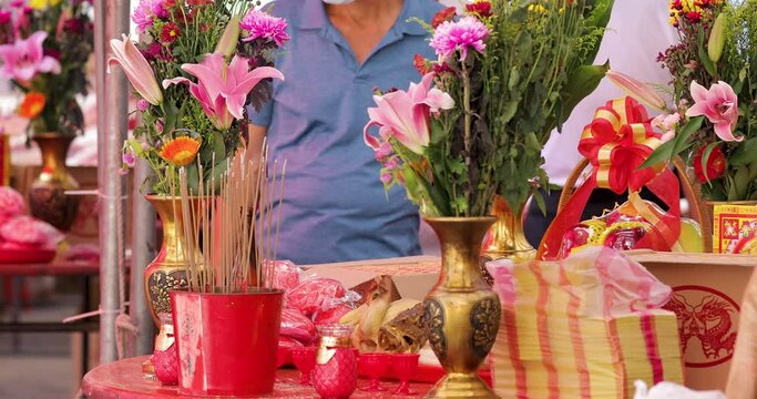 (2020 09 02 new taipei city)Traditional Chinese religious customs, Chinese Ghost Festival, sacrifices on the table