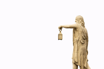 Famous ancient Greek philosopher Diogenes sculpture, holding light born in Sinop in the 5th century...