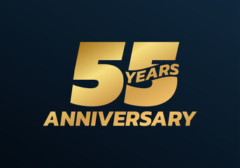55 years anniversary logo design. 55th birthday celebration icon or badge. Vector illustration.