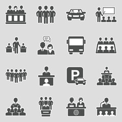 Coworking Space Icons. Sticker Design. Vector Illustration.