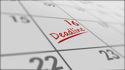 close-up of a calendar, concept of appointment or deadline (3d render)