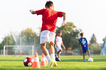 Boy Soccer Player In Training.
