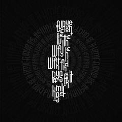 Vector calligraphic lettering template in gothic style on black background