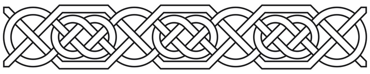 Celtic border with circles. Linear border made with Celtic knots for use in designs for St. Patrick's Day.