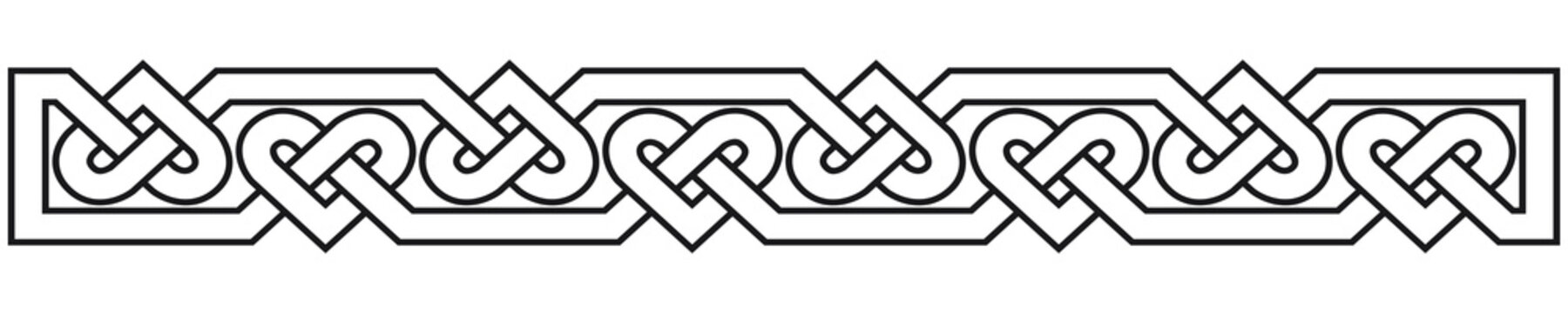 Celtic border with hearts. Linear border made with Celtic knots for use in designs for St. Patrick's Day.