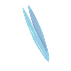 Steel tweezers. Cartoon style manicure tools. Vector illustration isolated on white background.