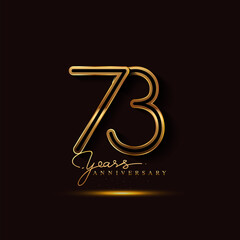 73 Years Anniversary Logo Golden Colored isolated on black background, vector design for greeting card and invitation card