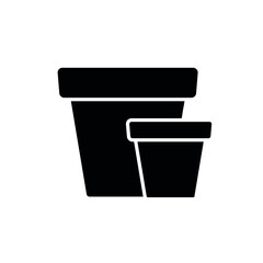 Two pots glyph icon. Garden inventory, equipment. Customizable thin line contour symbols. Isolated vector outline illustrations.