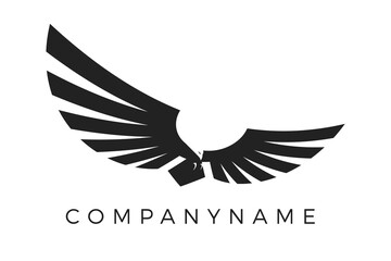 Simple eagle logo design. Black vector illustration.