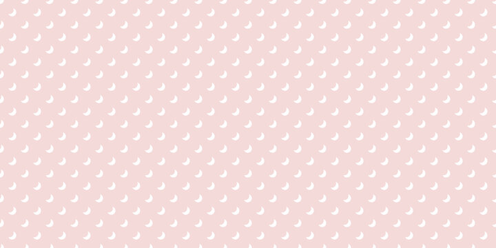 Pink and white moon seamless repeat pattern vector background