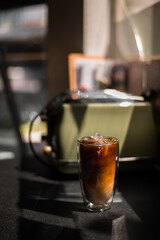 glass of coffee with milk on the table