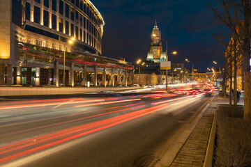 Fototapeta na wymiar Night traffic in Moscow. 